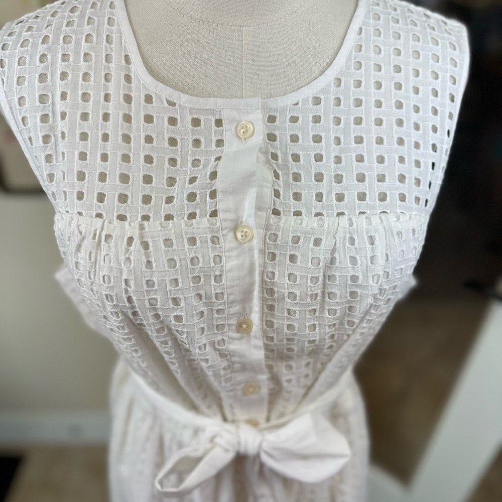 J. Crew NWT Size 14 All Over White Eyelet Lace Midi Dress - Picture 8 of 16